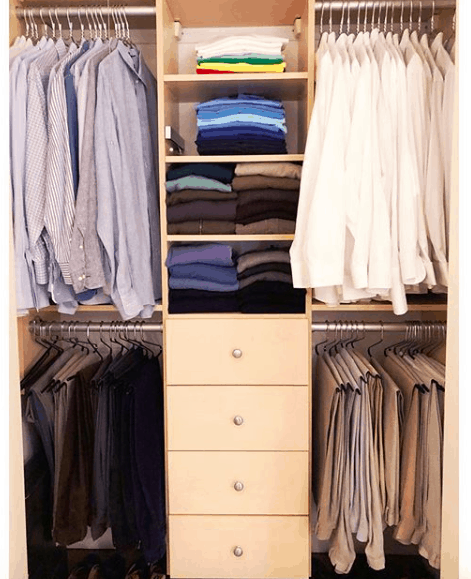 perfectly organized mens closet