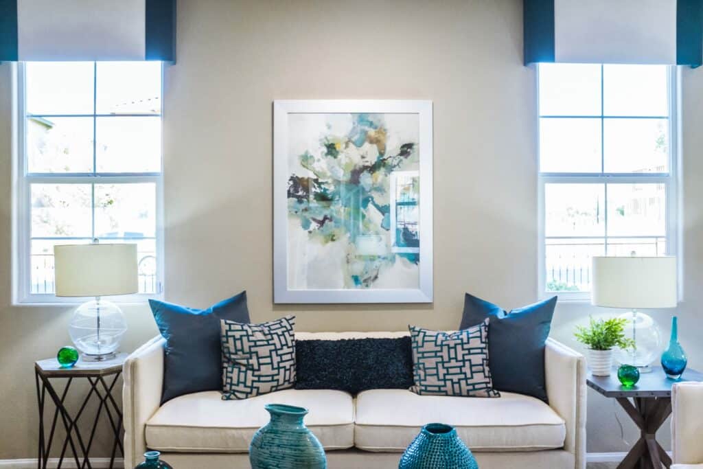 A living room staged to sell