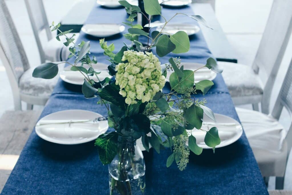 a table set for holiday guests