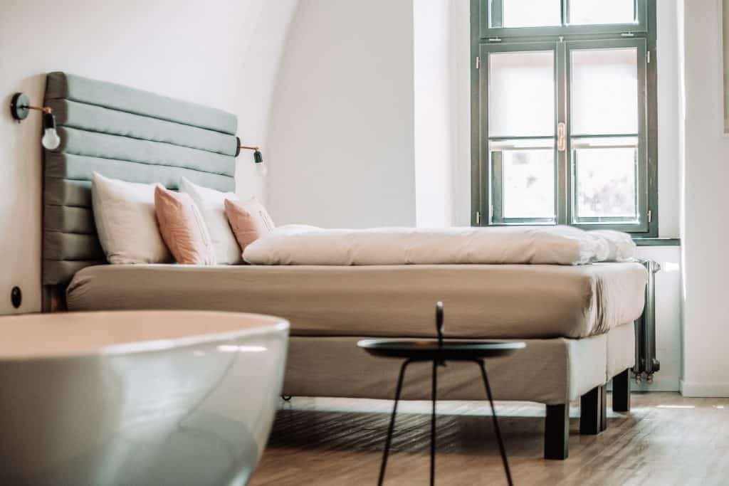 a decluttered bedroom with minimal possessions